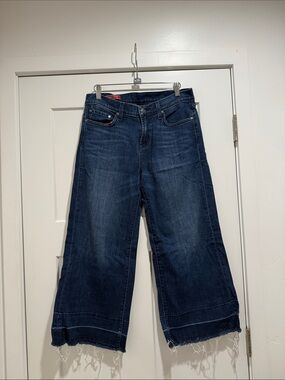 Red Engine Dark Blue Wide-Leg Jeans with Frayed Hem